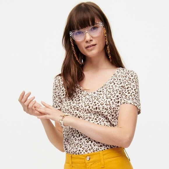 J. Crew Tops - J. Crew Women's Top Size S Beige Leopard Print The Collector Tee